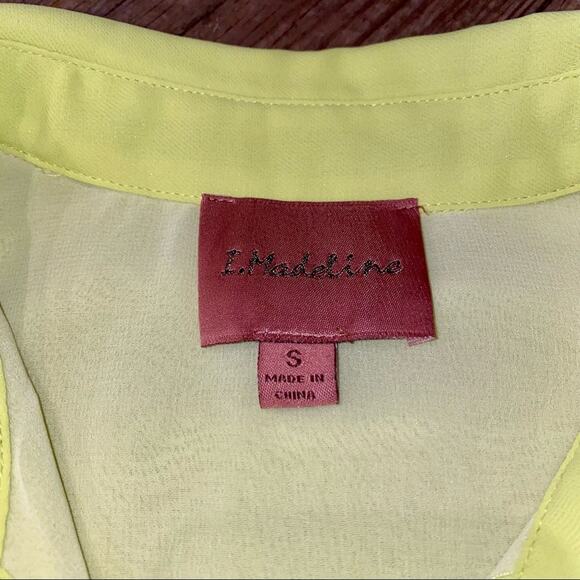 I.Madeline Neon Yellow Mini Tunic Shirt Dress Size Small - Picture 2 of 9